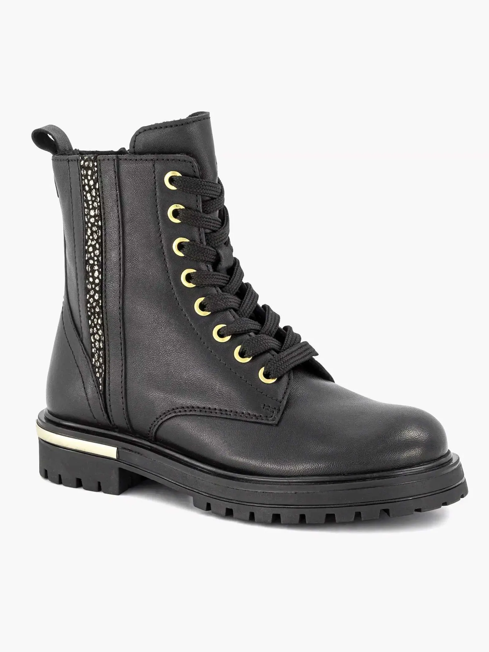 Limelight girl Zwarte Leren Veterboot-Kinderen Jongensschoenen