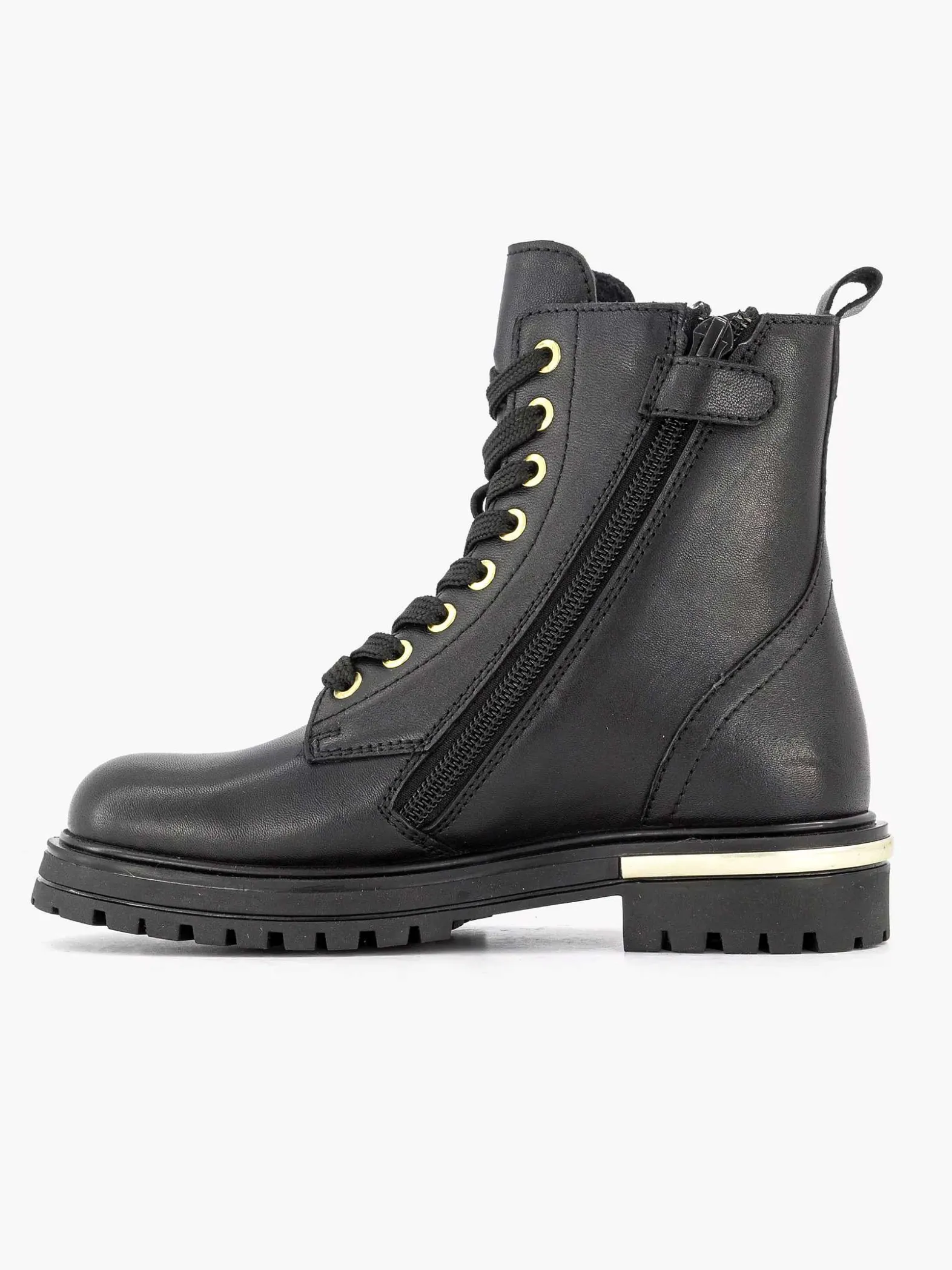 Limelight girl Zwarte Leren Veterboot-Kinderen Jongensschoenen