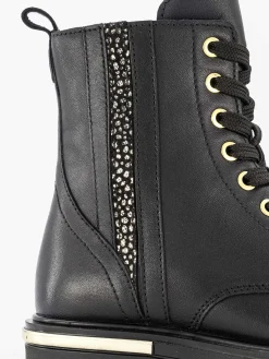 Limelight girl Zwarte Leren Veterboot-Kinderen Jongensschoenen