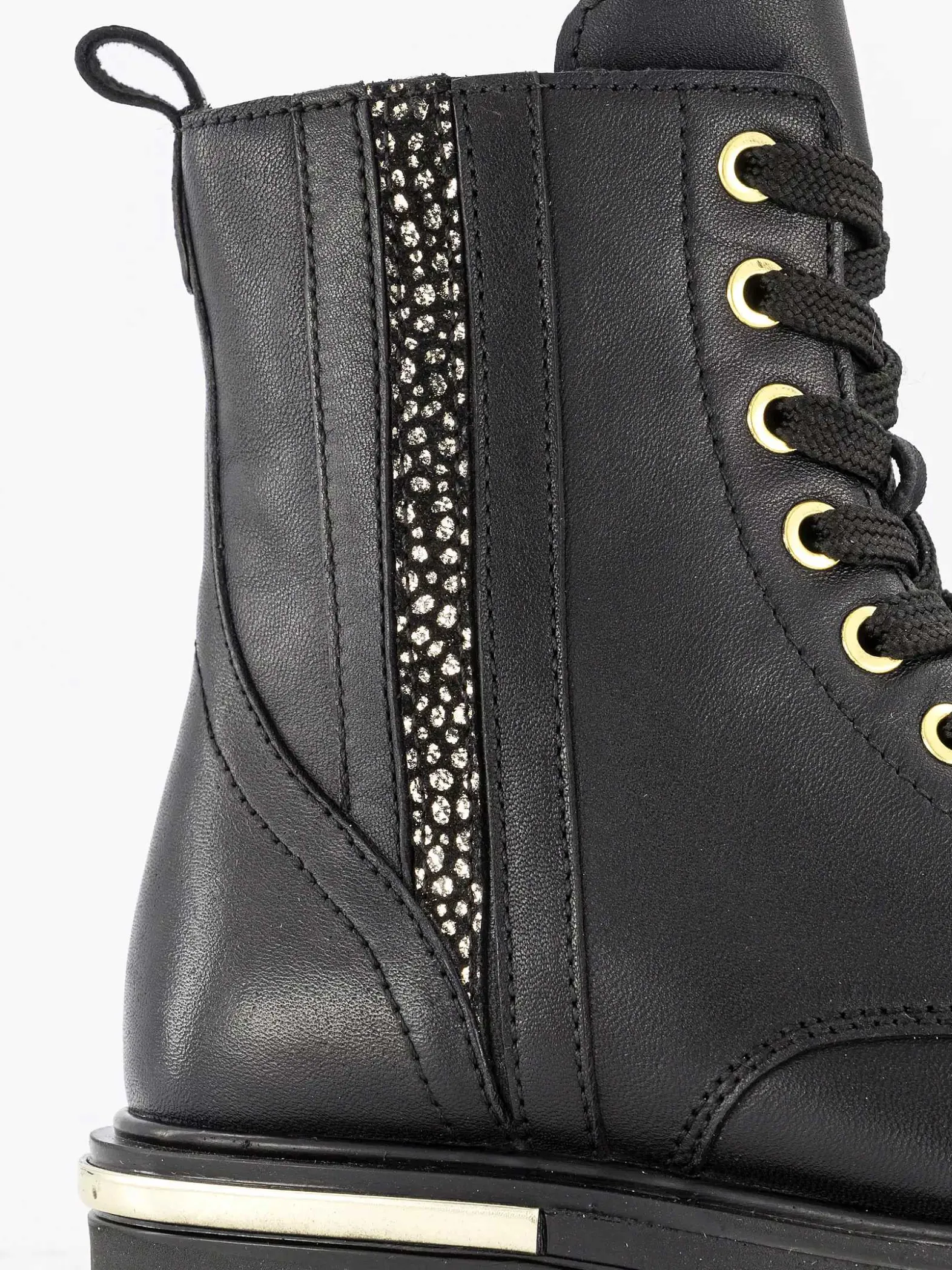 Limelight girl Zwarte Leren Veterboot-Kinderen Jongensschoenen