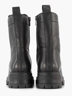 5th Avenue Zwarte Leren Veterboot-Dames Enkellaarzen & Boots