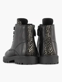 Limelight girl Zwarte Leren Veterboot-Kinderen Jongensschoenen