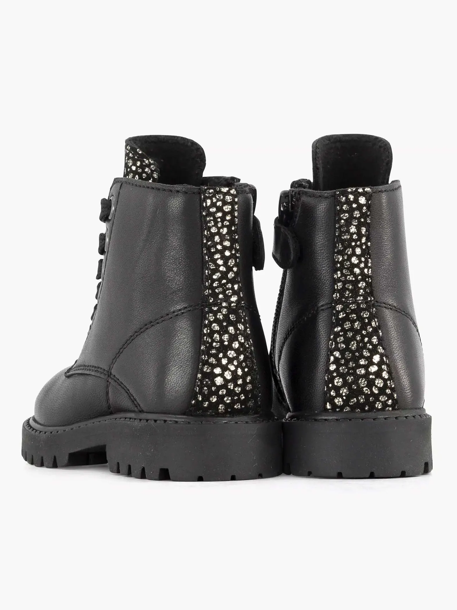 Limelight girl Zwarte Leren Veterboot-Kinderen Jongensschoenen