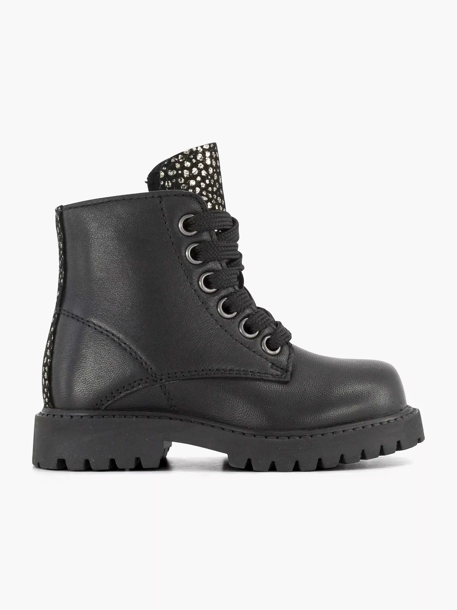Limelight girl Zwarte Leren Veterboot-Kinderen Jongensschoenen