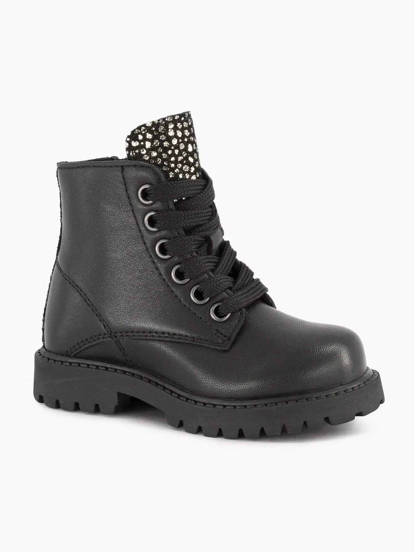 Limelight girl Zwarte Leren Veterboot-Kinderen Jongensschoenen