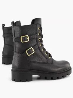 Limelight girl Zwarte Leren Veterboot-Kinderen Jongensschoenen