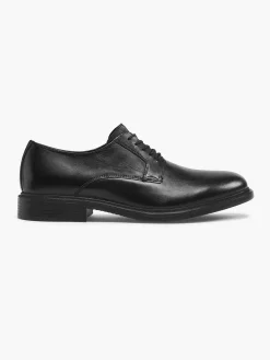 AM SHOE Zwarte Leren Veterschoen-Heren Geklede Schoenen