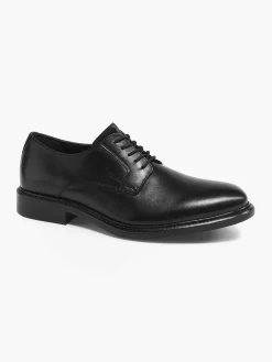 AM SHOE Zwarte Leren Veterschoen-Heren Geklede Schoenen