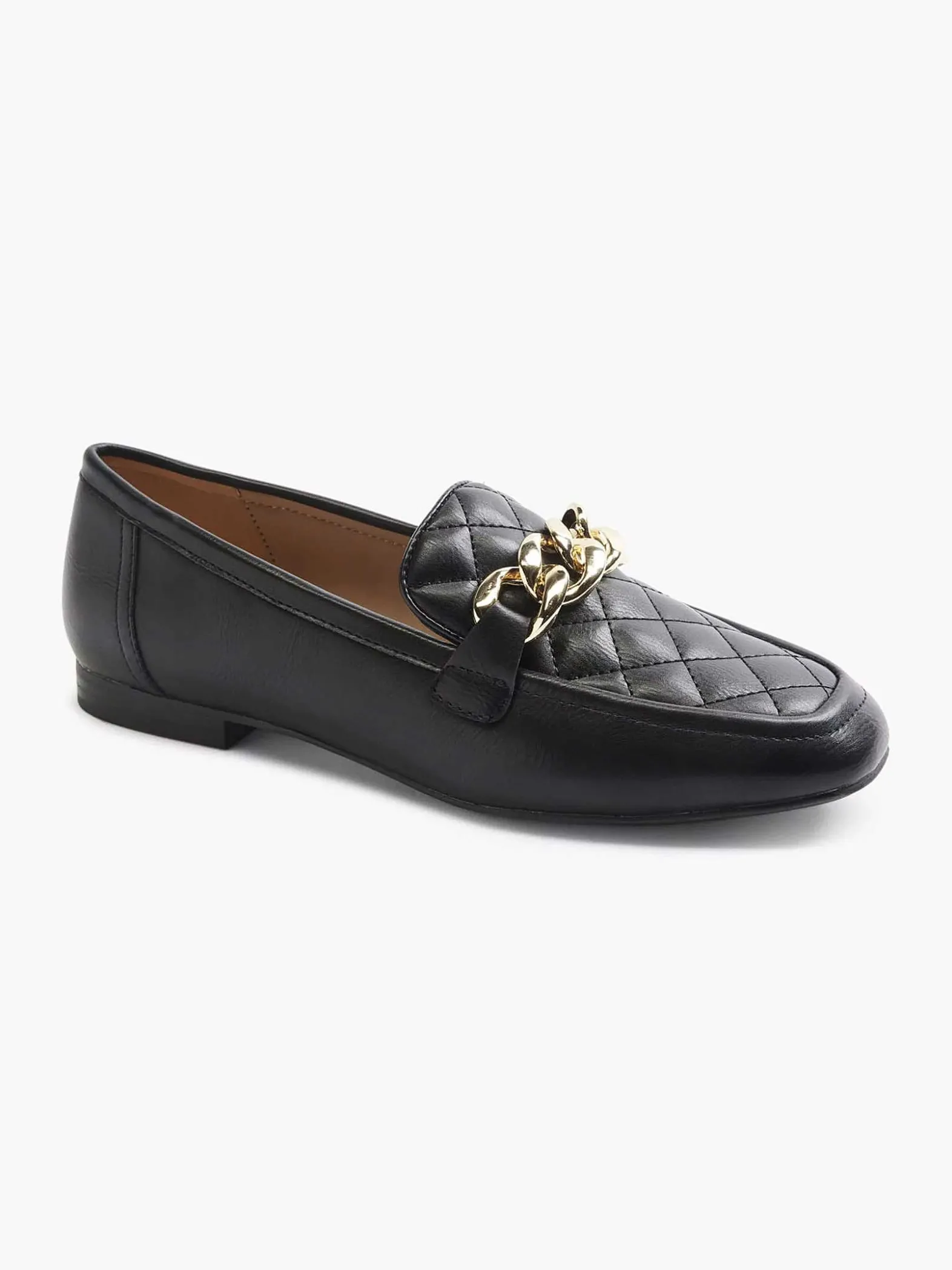 Graceland Zwarte Loafer Ketting-Dames Instappers