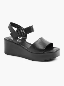 5th Avenue Zwarte Platform Leren Sandaal-Dames Sandalen