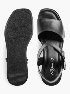 5th Avenue Zwarte Platform Leren Sandaal-Dames Sandalen
