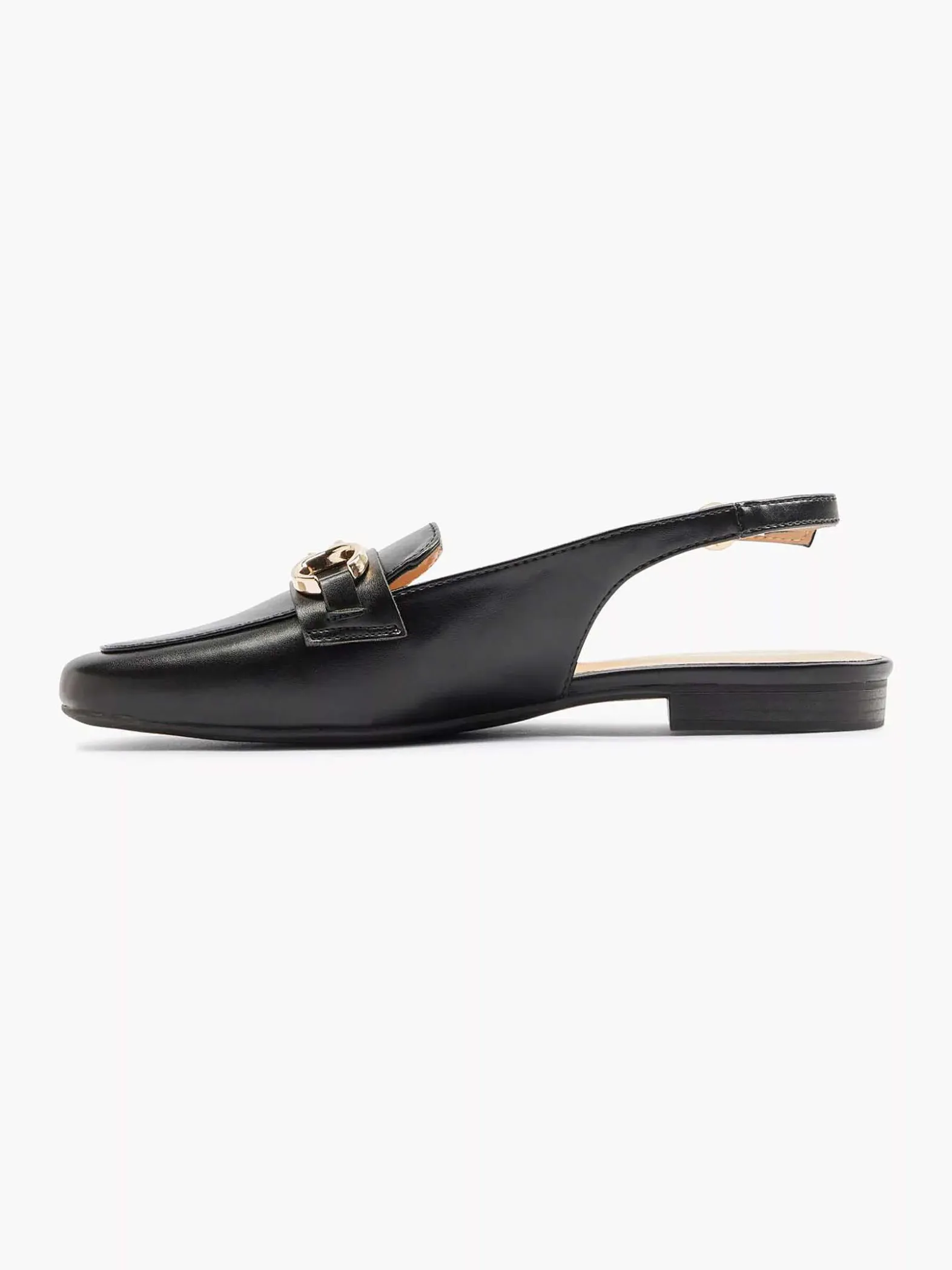 Graceland Zwarte Platte Slingback Sierketting-Dames Instappers