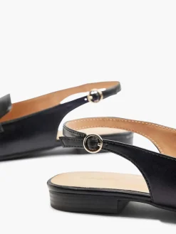 Graceland Zwarte Platte Slingback Sierketting-Dames Instappers