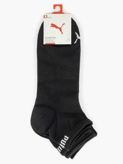 Puma Zwarte Quarter Plain 3 Pak 43-46-Heren Sokken