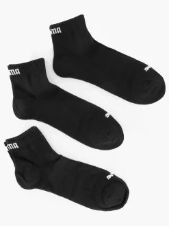 Puma Zwarte Quarter Plain 3 Pak 43-46-Heren Sokken