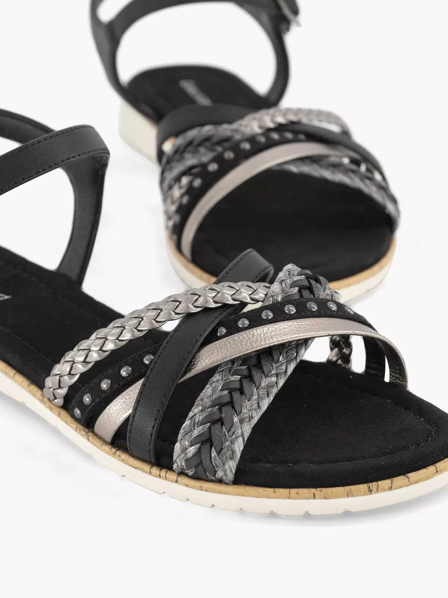 Graceland Zwarte Sandaal Gevlochten-Dames Sandalen