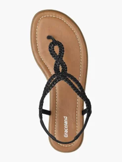 Graceland Zwarte Sandaal Geweven-Dames Sandalen