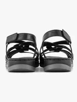 Medicus Zwarte Sandaal Klittenband-Dames Sandalen