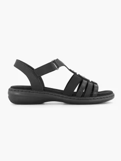 Easy Street Zwarte Sandaal Klittenband-Dames Comfort Schoenen