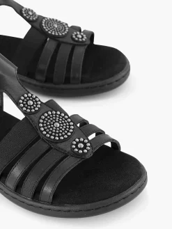 Easy Street Zwarte Sandaal Klittenband-Dames Comfort Schoenen