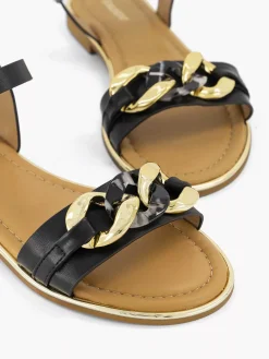 Graceland Zwarte Sandaal Sierketting-Dames Sandalen