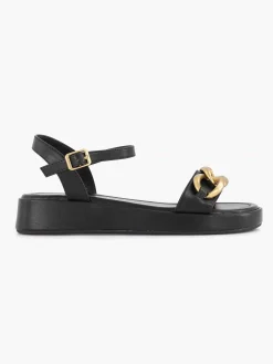 Oxmox Zwarte Sandaal Sierketting-Dames Sandalen