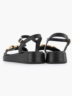 Oxmox Zwarte Sandaal Sierketting-Dames Sandalen