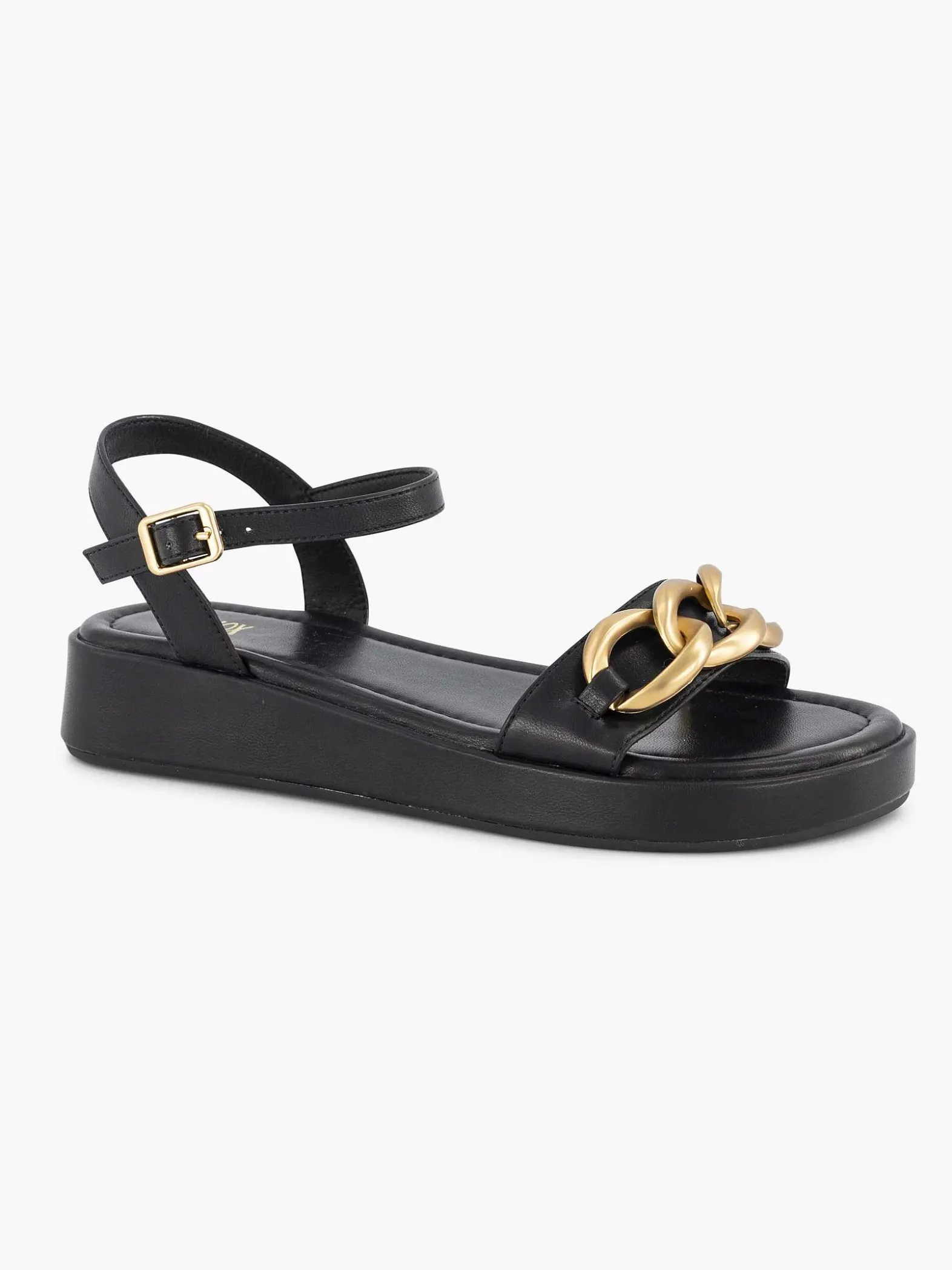Oxmox Zwarte Sandaal Sierketting-Dames Sandalen