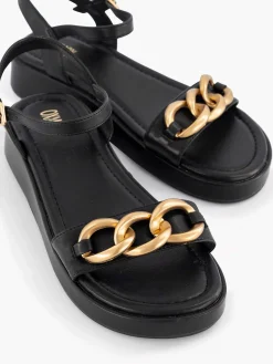 Oxmox Zwarte Sandaal Sierketting-Dames Sandalen
