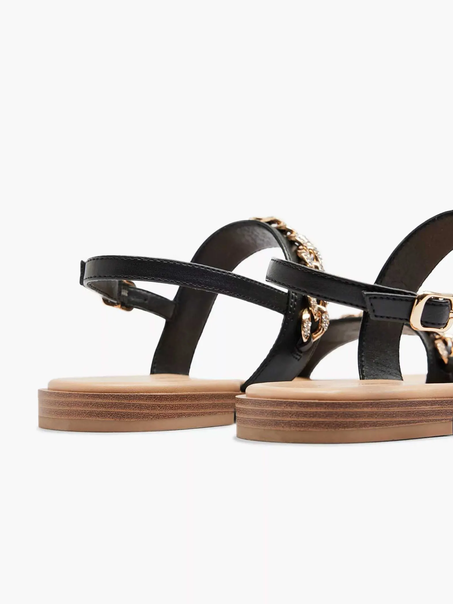 Graceland Zwarte Sandaal Sierketting-Dames Sandalen