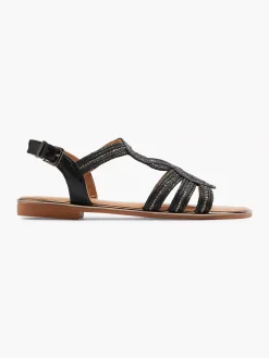 Graceland Zwarte Sandaal Sierketting-Dames Sandalen