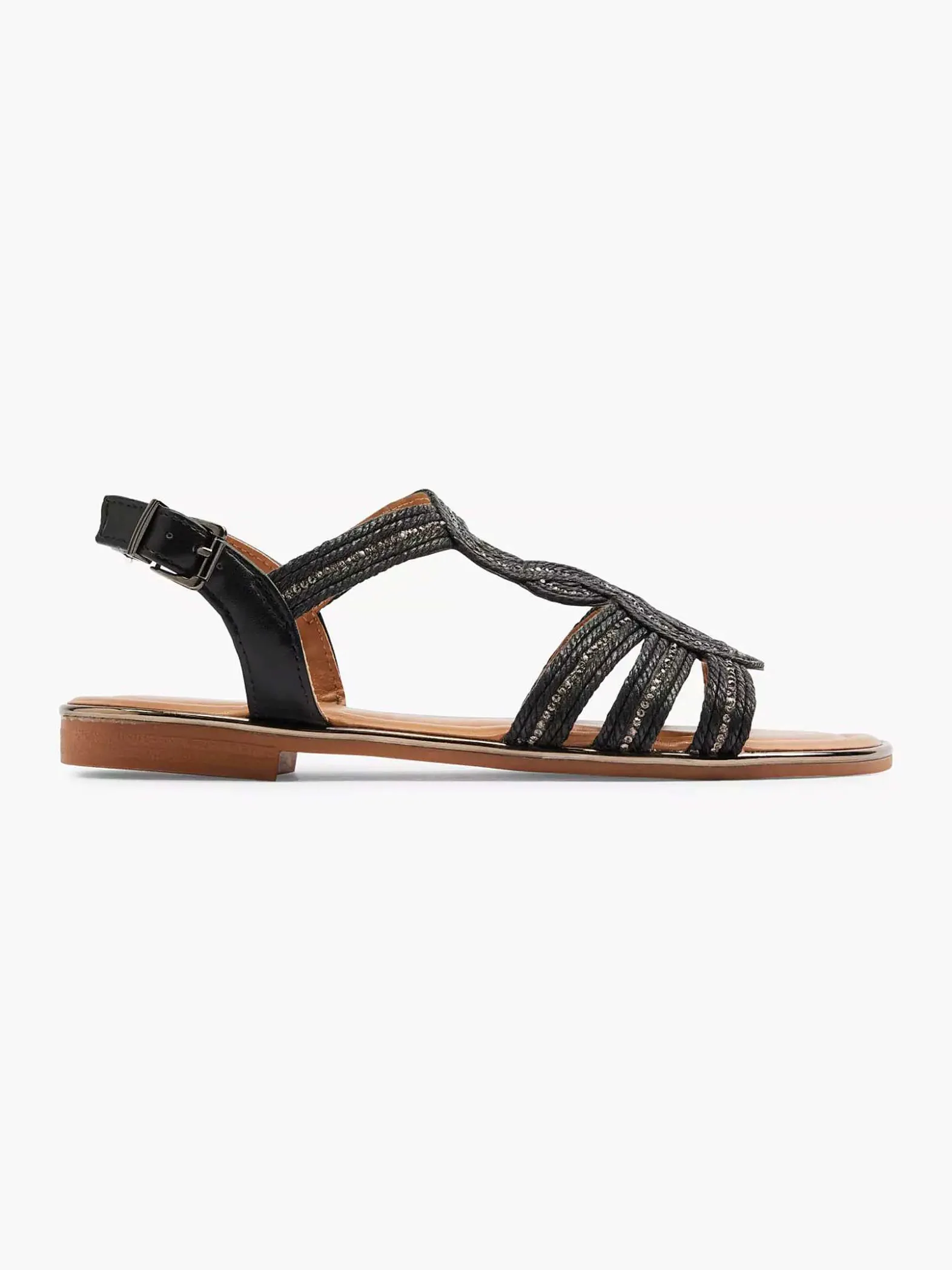 Graceland Zwarte Sandaal Sierketting-Dames Sandalen