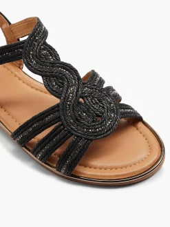 Graceland Zwarte Sandaal Sierketting-Dames Sandalen