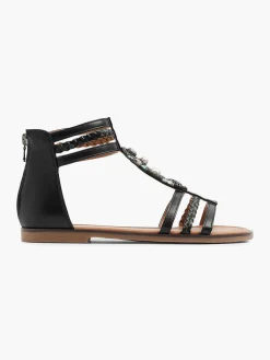 Graceland Zwarte Sandaal Steentjes-Dames Sandalen