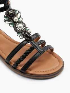 Graceland Zwarte Sandaal Steentjes-Dames Sandalen