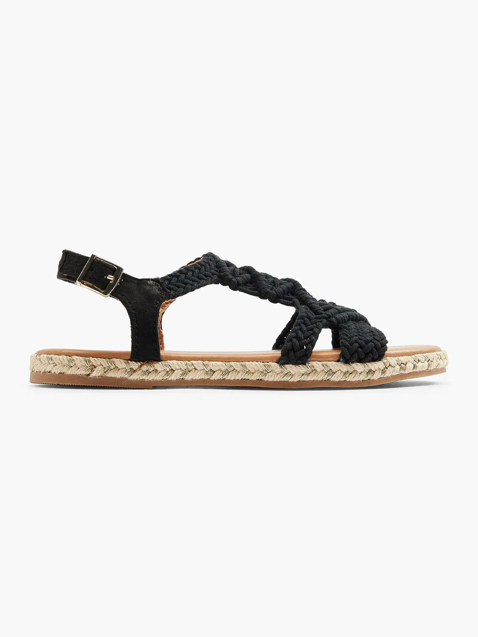 Graceland Zwarte Sandaal Touw-Dames Sandalen