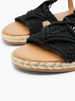 Graceland Zwarte Sandaal Touw-Dames Sandalen