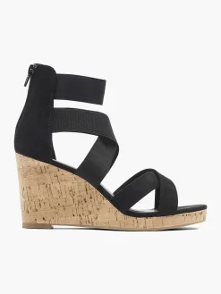 Graceland Zwarte Sandalette Sleehak-Dames Sandalen
