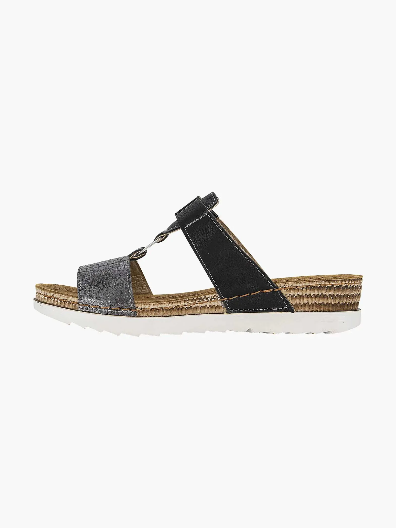 Easy Street Zwarte Slipper Leren Voetbed-Dames Slippers