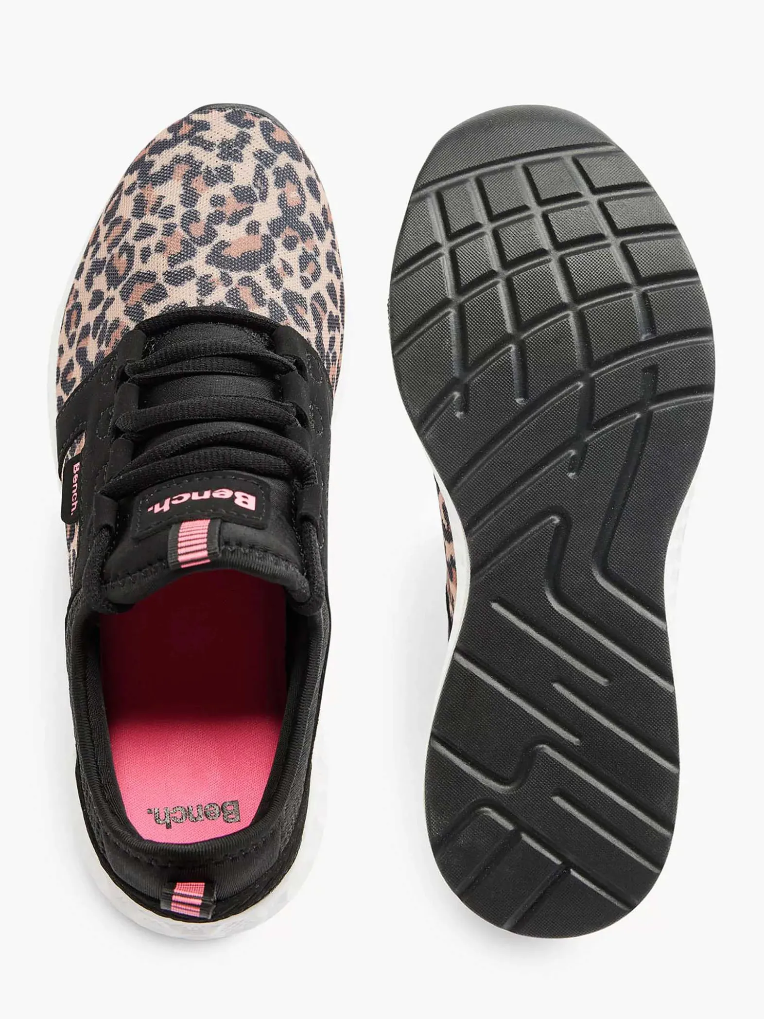 Bench Zwarte Sneaker Panterprint-Dames Sneakers