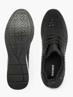 Graceland Zwarte Sneaker Steentjes-Dames Sneakers