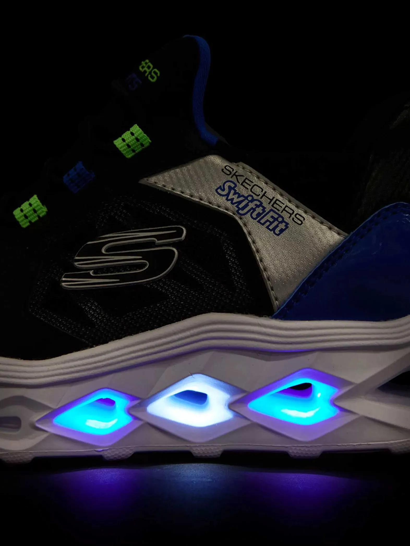 Skechers Zwarte Sneaker Swift Fit - Hands Free Lichtjes-Kinderen Babyschoenen