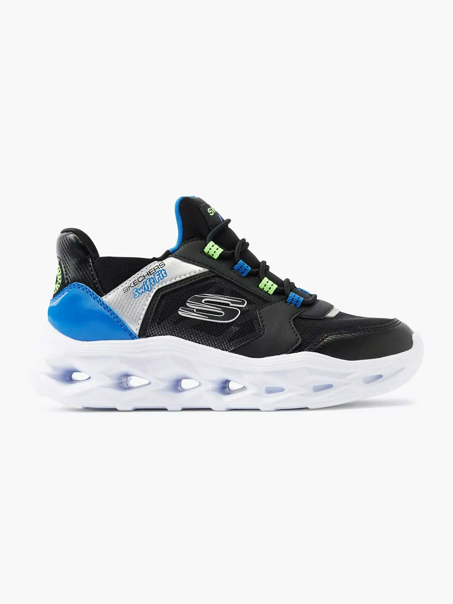 Skechers Zwarte Sneaker Swift Fit - Hands Free Lichtjes-Kinderen Jongensschoenen