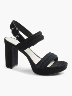 5th Avenue Zwarte Suede Sandalette-Dames Sandalen