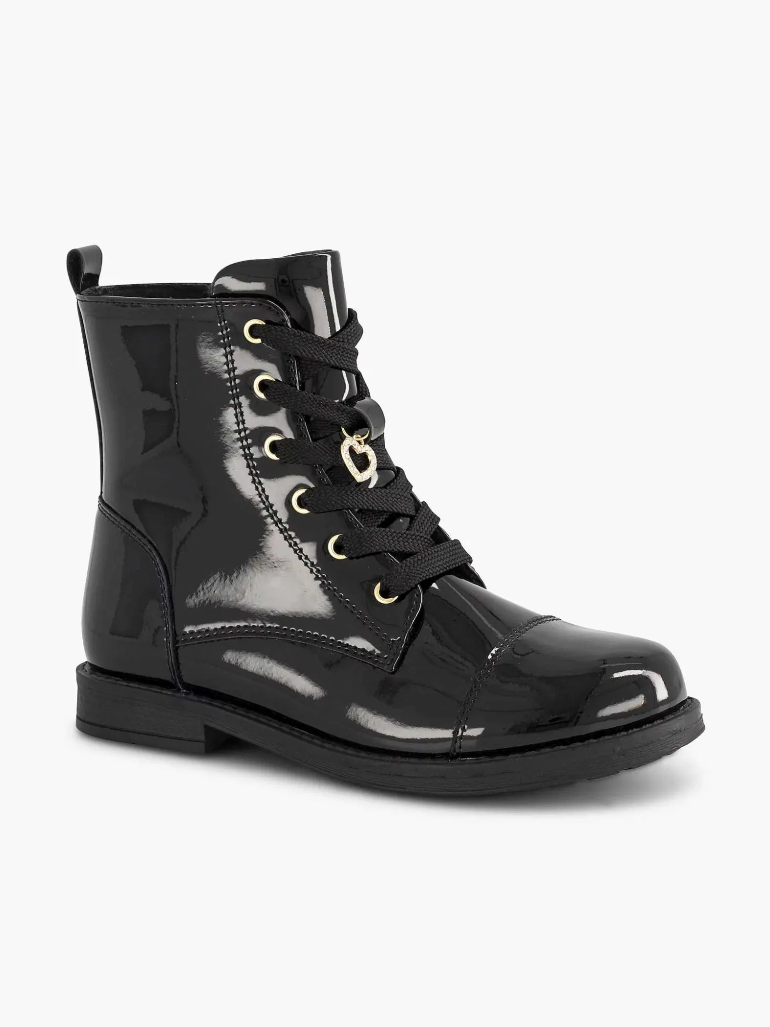 Graceland Zwarte Veterboot Lak-Kinderen Jongensschoenen