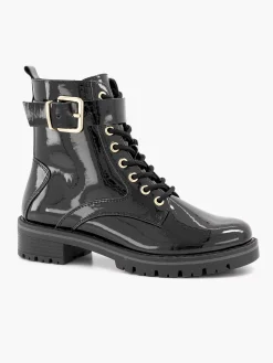 Graceland Zwarte Veterboot Lak-Dames Enkellaarzen & Boots