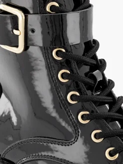 Graceland Zwarte Veterboot Lak-Dames Enkellaarzen & Boots