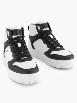 Oxmox Zwart Witte Hoge Sneaker-Dames Sneakers
